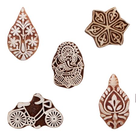 Set of 5 Piece New Mix Wooden Printing Blocks